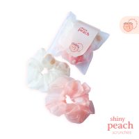 Shiny Peach Scrunchies ❥ Peach Chiffon Scrunchies Set