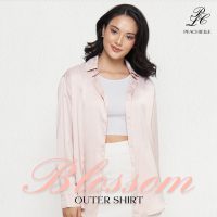 PCL ❥ BLOSSOM Outer Shirt Peachielle - Blouse Kemeja Luaran Baby Pink Satin