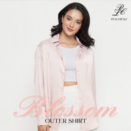 PCL ❥ BLOSSOM Outer Shirt Peachielle - Blouse Kemeja Luaran Baby Pink Satin
